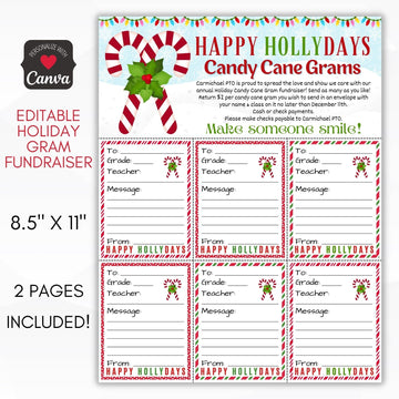 candy cane grams fundraiser sheet